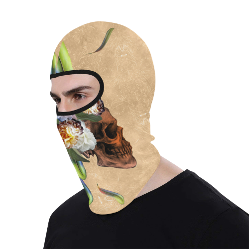 Amazing skull with feathers and flowers All Over Print Balaclava