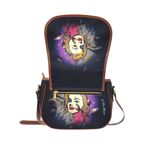 Marilyn Monroe Glitzer Popart" by Nico Bielow Saddle Bag/Large (Model 1649)