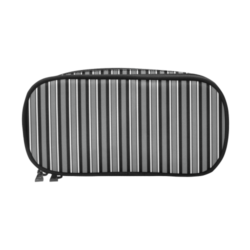 Stripes Black, Gray and White Pencil Pouch/Large (Model 1680)