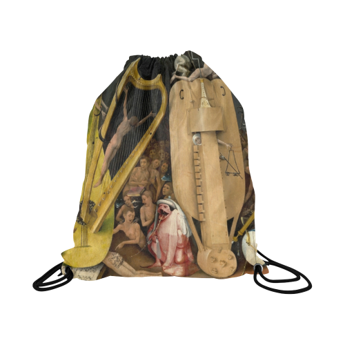 Hieronymus Bosch-The Garden of Earthly Delights (m Large Drawstring Bag Model 1604 (Twin Sides)  16.5"(W) * 19.3"(H)