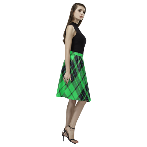 GREEN TARTAN Melete Pleated Midi Skirt (Model D15)