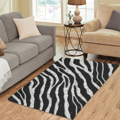 Ripped SpaceTime Stripes - White Area Rug 5'x3'3''