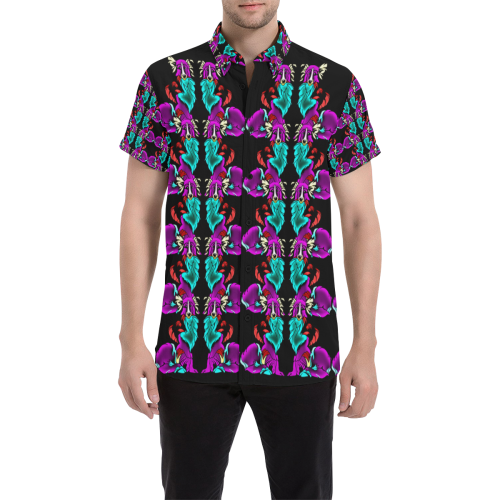 Rainbow Animals - Dog Collie Men's All Over Print Short Sleeve Shirt (Model T53)