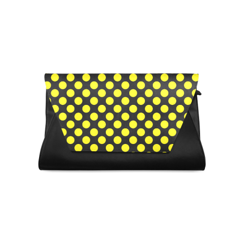 Yellow Polka Dots on Black Clutch Bag (Model 1630)
