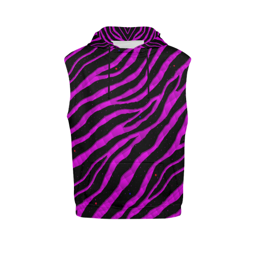 Ripped SpaceTime Stripes - Pink All Over Print Sleeveless Hoodie for Men (Model H15)
