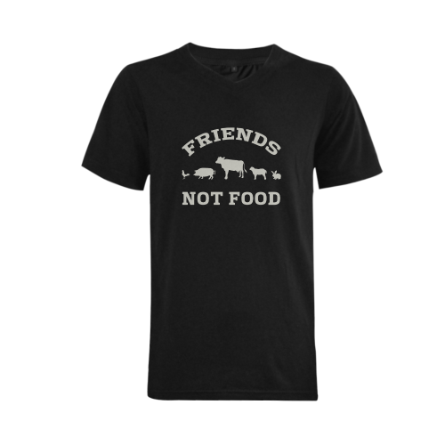 Friends Not Food (Go Vegan) Men's V-Neck T-shirt (USA Size) (Model T10)