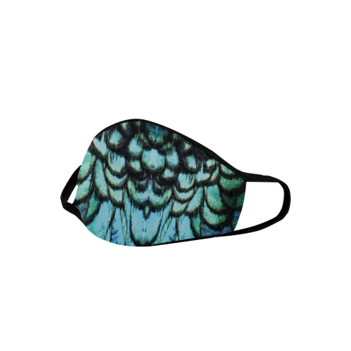 blue feathered peacock animal print design community face mask Mouth Mask (60 Filters Included) (Non-medical Products)