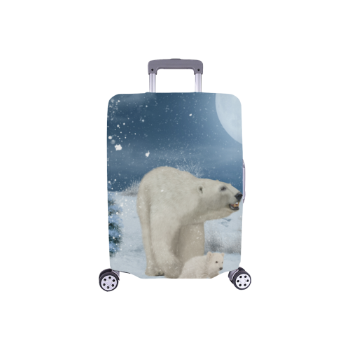 Polar bear mum with polar bear cub Luggage Cover/Small 18"-21"