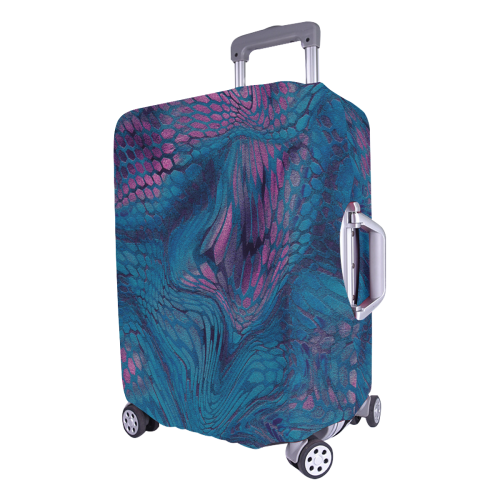 midnight dragon reptile scales pattern in dark blue and purple Luggage Cover/Large 26"-28"