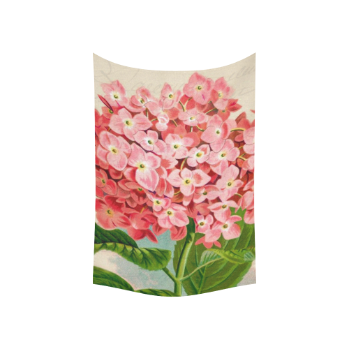 pink hydrangia Cotton Linen Wall Tapestry 60"x 40"