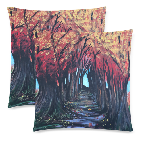 Autumn Day Custom Zippered Pillow Cases 18"x 18" (Twin Sides) (Set of 2)