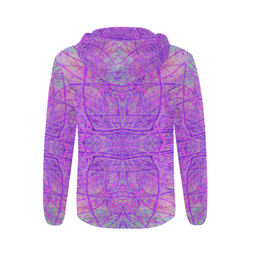Hot Pink and Purple Abstract Branch Pattern All Over Print Full Zip Hoodie for Men/Large Size (Model H14)