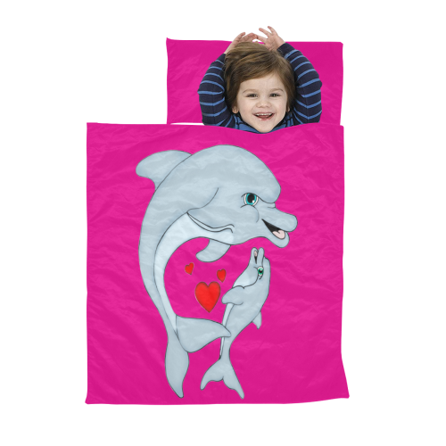 Dolphin Love Hot Pink Kids' Sleeping Bag