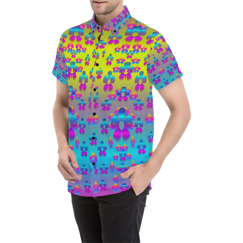 flowers in the most beautiful sunshine Men's All Over Print Short Sleeve Shirt (Model T53)