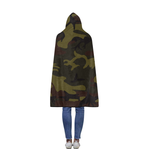Camo Green Brown Flannel Hooded Blanket 50''x60''