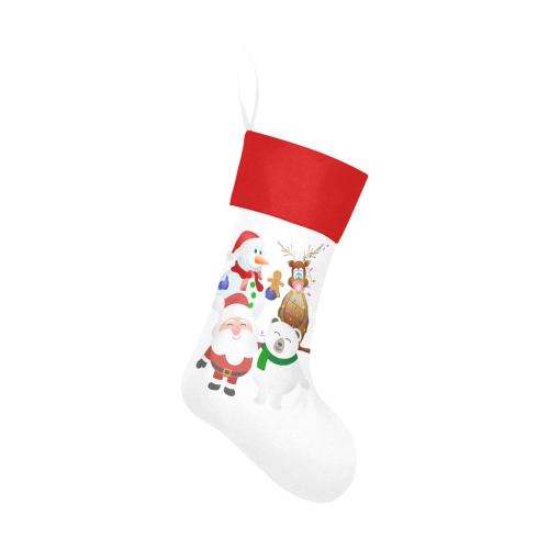 Christmas Gingerbread, Snowman, Santa Claus Red Top Christmas Stocking