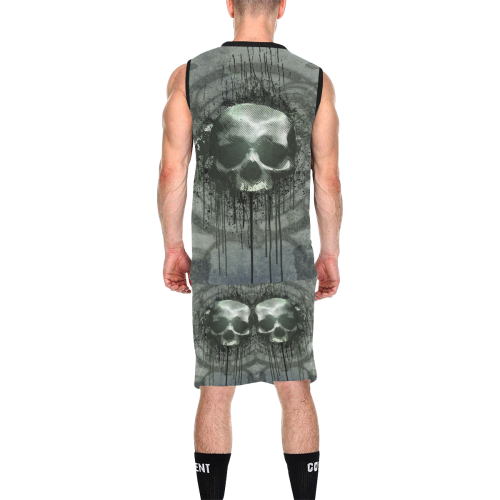 Awesome skull with bones and grunge All Over Print Basketball Uniform