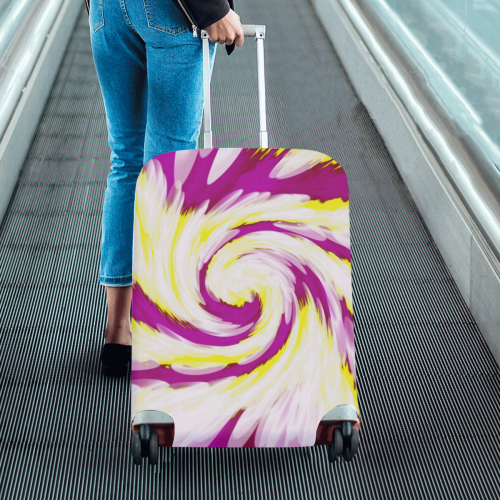 Pink Yellow Tie Dye Swirl Abstract Luggage Cover/Medium 22"-25"