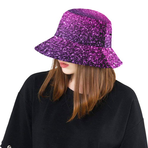 Beautiful Purple Pink Ombre glitter sparkles All Over Print Bucket Hat