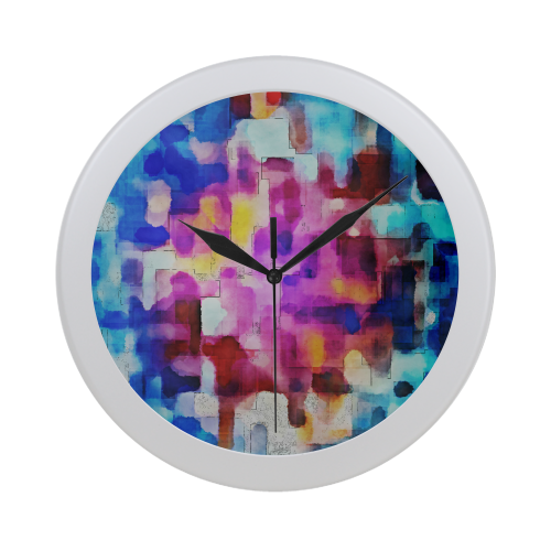 Blue pink watercolors Circular Plastic Wall clock