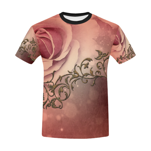 Wonderful roses with floral elements All Over Print T-Shirt for Men/Large Size (USA Size) Model T40)