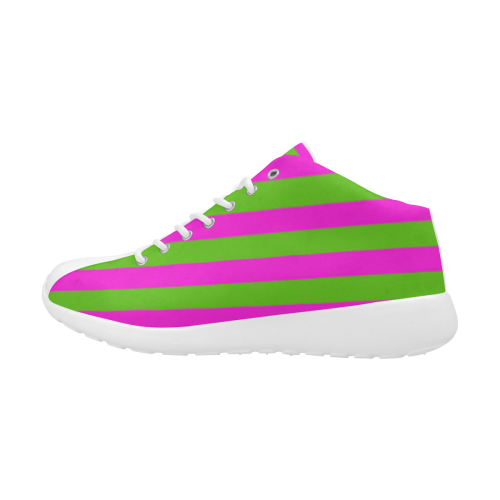 Pink Green Stripes Women's Basketball Training Shoes/Large Size (Model 47502)