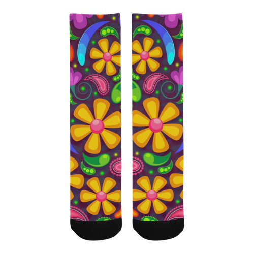 Colorful Retro Flowers Men's Custom Socks