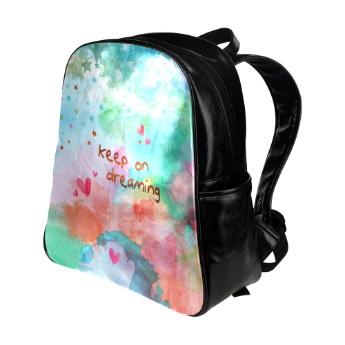 KEEP ON DREAMING - rainbow Multi-Pockets Backpack (Model 1636)