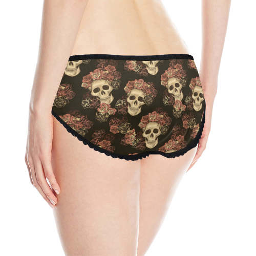 Skull and Rose Pattern Women's All Over Print Classic Briefs (Model L13)