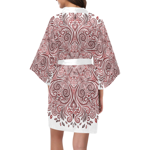 Red, orange, pink, brown 3D Mandala Pattern Kimono Robe