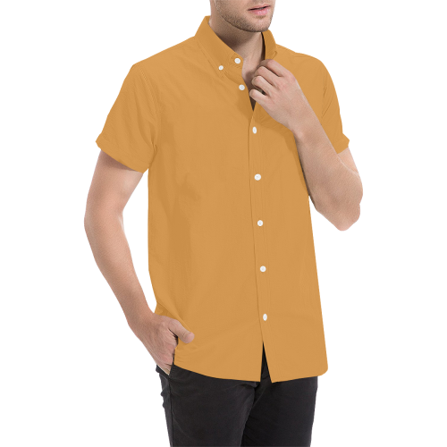 color butterscotch Men's All Over Print Short Sleeve Shirt (Model T53)