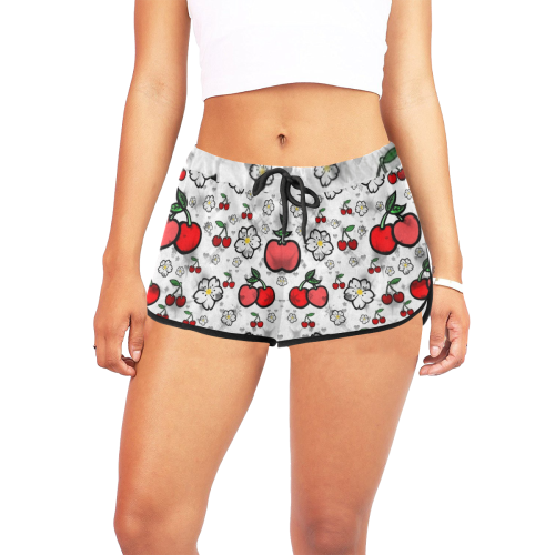 Cherry Popart by Nico Bielow Women's All Over Print Relaxed Shorts (Model L19)