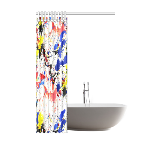 Blue and Red Paint Splatter Shower Curtain 48"x72"