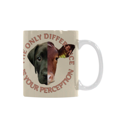 Vegan Cow and Dog Design with Slogan White Mug(11OZ)