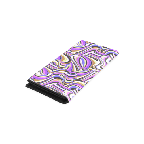 Groovy Retro Renewal - Purple Waves Women's Leather Wallet (Model 1611)
