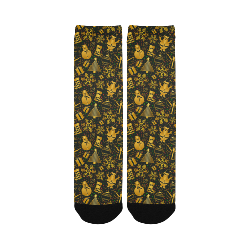 Golden Christmas Icons Custom Socks for Women