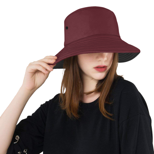 Asiatic Lily Maroon Red Solid Color All Over Print Bucket Hat