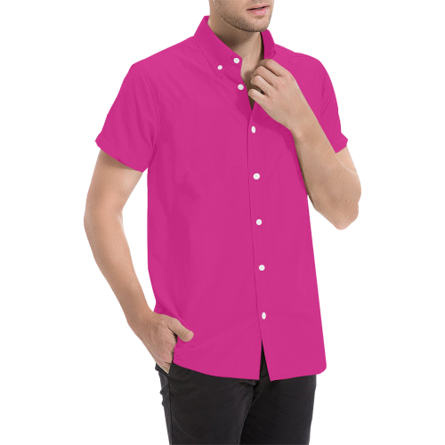 color Barbie pink Men's All Over Print Short Sleeve Shirt (Model T53)