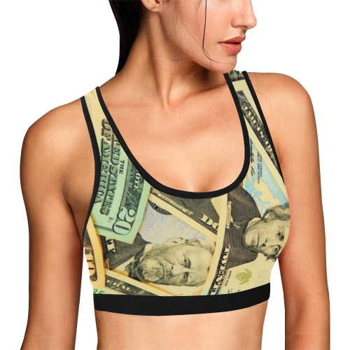 US DOLLARS Women's All Over Print Sports Bra (Model T52)