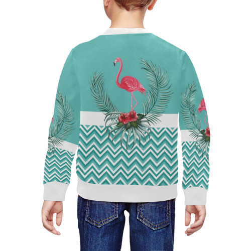 Retro Flamingo Chevron All Over Print Crewneck Sweatshirt for Kids (Model H29)