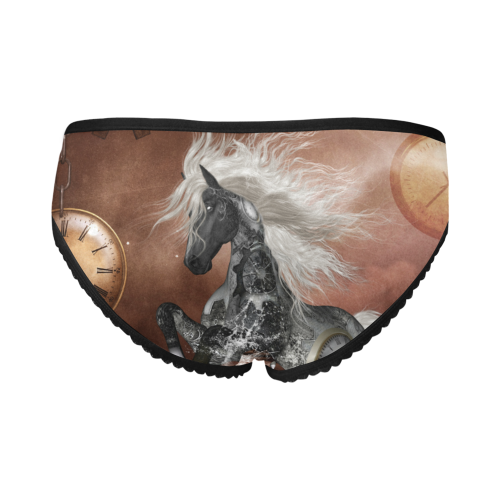 Amazing steampunk horse, silver Women's All Over Print Girl Briefs (Model L14)