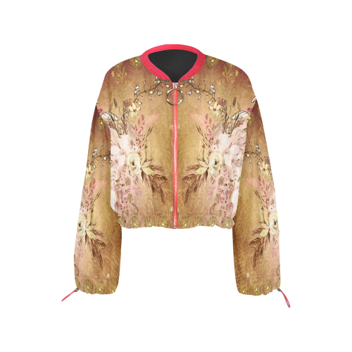 Wonderful floral design, vintage Cropped Chiffon Jacket for Women (Model H30)