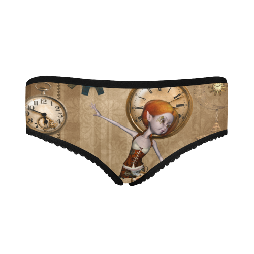 Steampunk girl, clocks and gears Women's All Over Print Classic Briefs (Model L13)