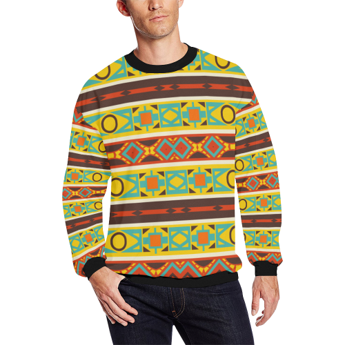 Ovals rhombus and squares All Over Print Crewneck Sweatshirt for Men (Model H18)