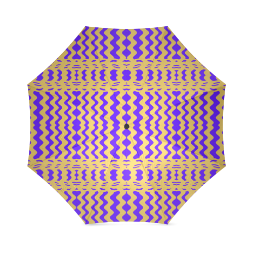 Purple Yellow Modern  Waves Lines Foldable Umbrella (Model U01)