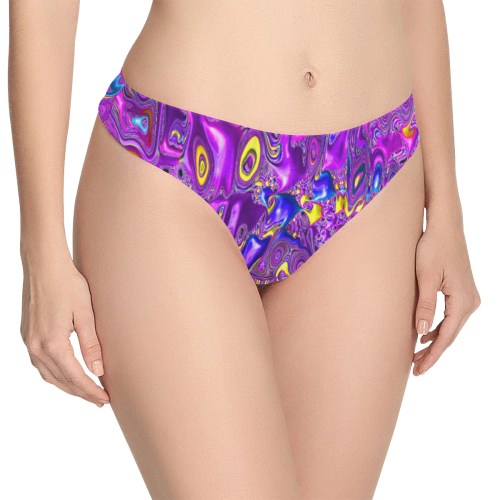 melted fractal 1A by JamColors Women's All Over Print Thongs (Model L30)
