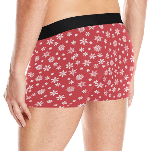 Christmas Snowflakes on Red Men's Boxer Briefs with Merged Design (Model  L10)