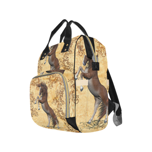 Wonderful brown horse Multi-Function Diaper Backpack/Diaper Bag (Model 1688)