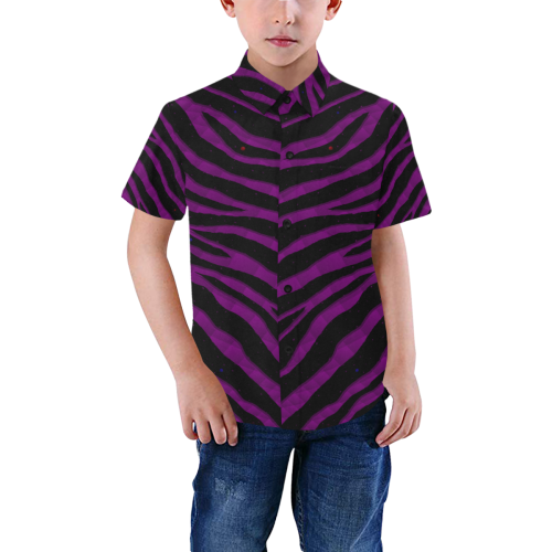 Ripped SpaceTime Stripes - Purple Boys' All Over Print Short Sleeve Shirt (Model T59)
