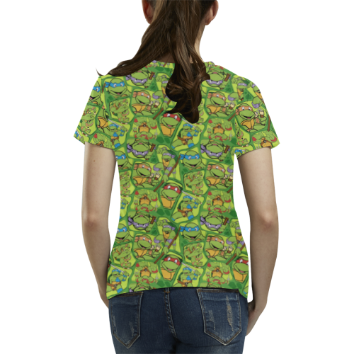 Teenage Mutant Ninja Turtles (TMNT) All Over Print T-Shirt for Women (USA Size) (Model T40)